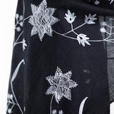Border Lace & Embroidery Floral Sheer Shawl - Black & White
