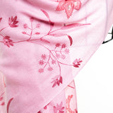 Border Lace & Embroidery Floral Sheer Shawl - Pink Flamingo