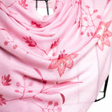Border Lace & Embroidery Floral Sheer Shawl - Pink Flamingo