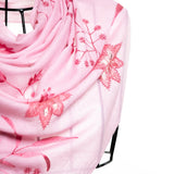 Border Lace & Embroidery Floral Sheer Shawl - Pink Flamingo