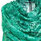 Micro Modal Cashmere Printed Embroidery Shawl - Teal Paisley