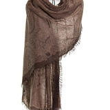 Sparge Thick Knit Baby Cashmere Printed Shawl Paisley - Brown
