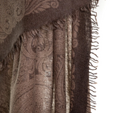 Sparge Thick Knit Baby Cashmere Printed Shawl Paisley - Brown