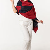 Symmetric Mo-shmeres Triangles Modal Cashmere Dual Tone Shawl - Red Black