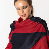 Symmetric Mo-shmeres Triangles Modal Cashmere Dual Tone Shawl - Red Black