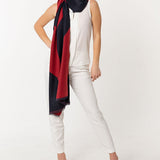 Symmetric Mo-shmeres Triangles Modal Cashmere Dual Tone Shawl - Red Black