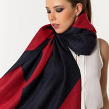 Symmetric Mo-shmeres Triangles Modal Cashmere Dual Tone Shawl - Red Black