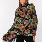 Ash Green Soft Fluff Flower Modal Scarves