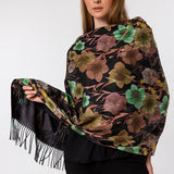 Ash Green Soft Fluff Flower Modal Scarves