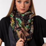 Ash Green Soft Fluff Flower Modal Scarves