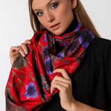 Red Purple Flower Soft Fluff Flower Modal Scarves