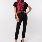 Red Purple Flower Soft Fluff Flower Modal Scarves