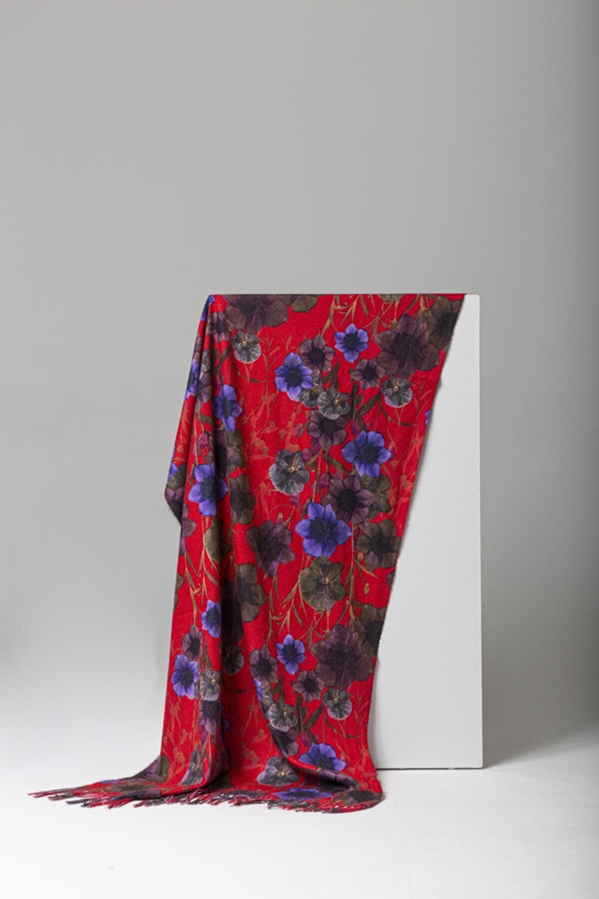 Red Purple Flower Soft Fluff Flower Modal Scarves