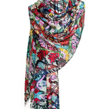 Micro Modal Cashmere Printed Embroidery Shawl Mo-Shmere - Cream Carnation