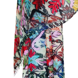 Micro Modal Cashmere Printed Embroidery Shawl Mo-Shmere - Cream Carnation
