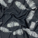 Angel Feathers Crystal Feathers Shawl Stole - Charcoal Silver