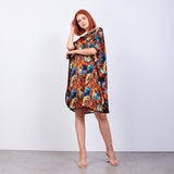 Short Mulberry Silk Dress Free Flow - Abstract Colors
