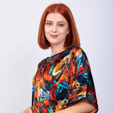 Short Mulberry Silk Dress Free Flow - Abstract Colors