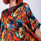 Short Mulberry Silk Dress Free Flow - Abstract Colors