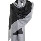 Reversible Mo-shmere Double Rectangle Shawl - Ash Light Gray