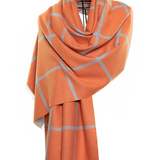 Reversible Mo-shmere Modal Cashmere Checkers Shawl - Gray Orange