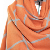 Reversible Mo-shmere Modal Cashmere Checkers Shawl - Gray Orange