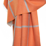 Reversible Mo-shmere Modal Cashmere Checkers Shawl - Gray Orange