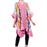 Poncho Mulberry Silk & Merino Handmade Felt -  Pink | Dominant Curve Kandinsky
