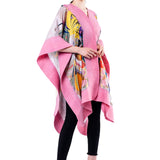 Poncho Mulberry Silk & Merino Handmade Felt -  Pink | Dominant Curve Kandinsky