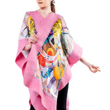 Poncho Mulberry Silk & Merino Handmade Felt -  Pink | Dominant Curve Kandinsky