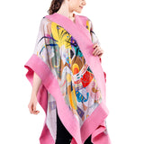 Poncho Mulberry Silk & Merino Handmade Felt -  Pink | Dominant Curve Kandinsky
