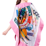 Poncho Mulberry Silk & Merino Handmade Felt -  Pink | Dominant Curve Kandinsky