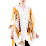 Poncho Mulberry Silk & Merino Handmade Felt -  White | Klimt Freya's Tears