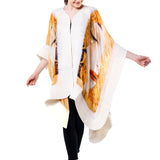 Poncho Mulberry Silk & Merino Handmade Felt -  White | Klimt Freya's Tears