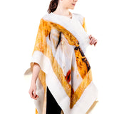 Poncho Mulberry Silk & Merino Handmade Felt -  White | Klimt Freya's Tears