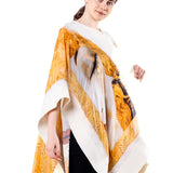 Poncho Mulberry Silk & Merino Handmade Felt -  White | Klimt Freya's Tears