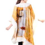 Poncho Mulberry Silk & Merino Handmade Felt -  White | Klimt Freya's Tears