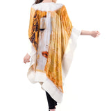 Poncho Mulberry Silk & Merino Handmade Felt -  White | Klimt Freya's Tears