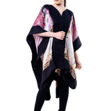 Poncho Mulberry Silk & Merino Handmade Felt -  Black | Klimt Mada Primavesi