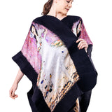 Poncho Mulberry Silk & Merino Handmade Felt -  Black | Klimt Mada Primavesi