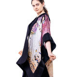 Poncho Mulberry Silk & Merino Handmade Felt -  Black | Klimt Mada Primavesi