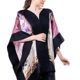 Poncho Mulberry Silk & Merino Handmade Felt -  Black | Klimt Mada Primavesi