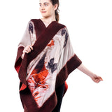 Poncho Mulberry Silk & Merino Handmade Felt -  Burgundy | Miss Bell Boldini