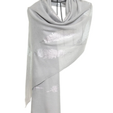 Angel Feathers Crystal Feathers Shawl Stole - Light Gray Silver