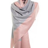 Reversible Mo-shmere Double Rectangle Shawl - Light Pink Gray