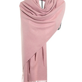 Heart Beat Embroidered Shawl with Faux Fur Pon Pons - Pink