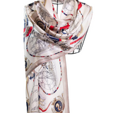 Rectangular Muffler Silk - Nautical Cream Navy
