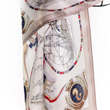 Rectangular Muffler Silk - Nautical Cream Navy