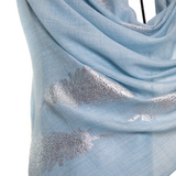 Angel Feathers Crystal Feathers Shawl Stole - Sky Blue Silver