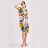 Short Mulberry Silk Dress Free Flow - Dominant Curve Kandinsky